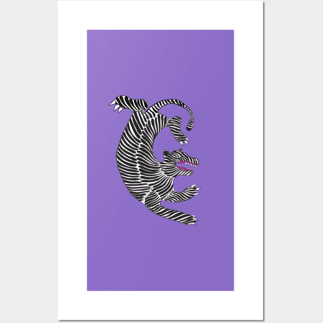 Snow Tiger cat striped art decorative Wall Art by empaduggan